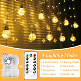 240 Led Christmas Wishing Ball Curtain Lights, Curtain Fairy Lights With Remote, Usb & Battery Powered Globe Hanging Str