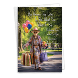 , Funny Birthday Paper Card With 5 X 7 Inch Envelope (1 Card) Bday Sister, Never Too Late Woman C10789Bdg