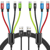 2 Pack 4 in 1 Multi Charging Cable 5FT Nylon Braided USB Charger Cord for iPhone Samsung USB C Micro USB