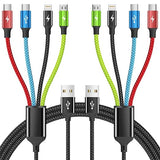 2 Pack 4 in 1 Multi Charging Cable 5FT Nylon Braided USB Charger Cord for iPhone Samsung USB C Micro USB