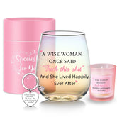 Stemless Glass Wine Glass, 16.2 Oz, Happy Woman Style, 480 Ml, Rectangular, Reusable, Home Use, Funny Gift For Women, Birthday, Christmas, Valentine'S Day, Mother'S Day, Women'S Day