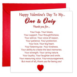 Special Happy Valentine’S Day Card, Valentine’S Day Card For Him Her Boyfriend Girlfriend, Happy Valentine’S Day To My One And Only