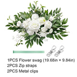 Artificial Flower Swag, Wedding Sign Flowers White Rose Flower Arrangements For Wedding Ceremony Reception Entrance Welcome Board Sign Floral Decor