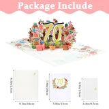 Happy 70Th Birthday Card, Flower 3D Pop Up Birth Day Cards For Women Birthday Gifts, 70Th Anniversary Card For Moms Wife Grandma Friends With Blank Note And Envelope