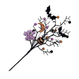 3 Pack Artificial Halloween Floral Picks Purple Orange Black Berry Stems Halloween Tree Branches With Glitter Ball For Halloween Party Flower Arrangement Centerpieces (Black)