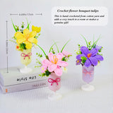Crochet Tulips Flowers With Vase, Knitted Artificial Flower Bouquet, Artificial Plant Hand-Woven Flowers For Home Office Ornaments Gifts For Woman Mother Family Friends Anniversaries (Purple)