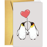 Penguins Valentines Day Card For Him Her, Sweet Anniversary Card For Penguins Lover, Cute Love Card For Husband Wife Boyfriend Girlfriend