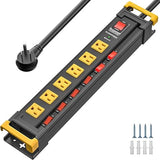 Heavy Duty Surge Protector Power Strip 6 Outlets Individual Switches 3300J 6FT Wall Mount Black