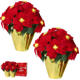 2 Pack 18" Lighted Large Artificial Poinsettias For Outdoors Led Poinsettia Flowers Artificial Faux Poinsettia Plants Poinsettia Christmas Decorations For Office Home Kitchen Decor