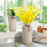 12 Pcs Artificial Flowers Orchids Silk Flowers Fake Orchid In Bulk Artificial Flowers Long Stem 20" Yellow Dancing Orchids Flower For Wedding Home Office Party Festive Decoration