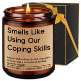 Funny Coping Skills Candle, Therapist Gifts - Mental Health, Graduation, Psychology, Appreciation Gifts For Therapist, Social Worker, School Counselor, Psychologist, Women - Therapy Office Decor