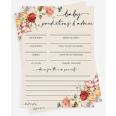 Wildflower Baby Shower Game, 50 Advice And Prediction Cards, Fun Activity, Girl, Boho Theme Decorations, A Little Wild Flower Is On The Way, Floral Baby In Bloom
