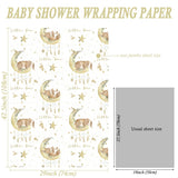 Baby Shower Wrapping Paper For Kids Girls Boys - White Gift Wrap With Bunny, Moon And Hello Little One Design For Baby Shower, Birthday, Newborn - 28×40 Inches, 4 Jumbo Folded Sheets