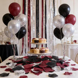 900 Pcs Burgundy Black Silver Rose Petals For Romantic Night - Maroon Artificial Silk Flower Petals For Wedding Aisle Decor, Flower Girl Scatters, Anniversary, Bridal Shower & Table Centerpieces