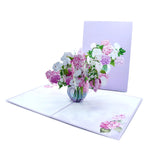 Pink Hydrangea Bouquet Pop Up Card, 3D Blooming Love Greeting Card For Birthday, Mothers Day, Valentines Day, Anniversary, Thinking Of You, All Occassions