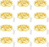 12 Pack Warm White Fairy Lights Battery Operated 7FT 20 LED Silver Wire String Lights Waterproof Firefly Lights for Mason Jars Wedding Party Bedroom DIY Decor