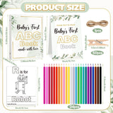 Baby Shower Game First Abc Book Baby Shower Activity Keepsake Game Abc Coloring Guest Book Alternative First Alphabet 26 Alphabet A To Z Coloring Card(Greenery)