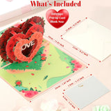 3D Love Pop Up Card For Valentines Day, Anniversary, Wedding, Mother'S Day, Birthday, Handmade Valentine Greeting Cards Love Cards With Message Note & Envelop For Your Love One