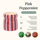 Paddywax Cabana Hand-Painted Scented Candle with Lid in Ceramic Reusable Jar, Clean-Burn Soy Candle, Pink Peppermint Scent, Approx. 42 Hour Burn Time, 6.5 oz