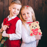 Wooden Valentine'S Day Bear Card Funny Valentine Greeting Card Wood 3D Valentine'S Day Card Anniversary Card Love Cards Valentine'S Day Gifts For Her, Wife, Husband (Lovely)
