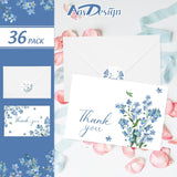 36 Pack Blue Floral Thank You Cards Bulk Forget-Me-Not Myosotis Sylvatica Flower Greeting Cards With Envelope Sticker Thank You Note Cards For Wedding Birthday Baby Shower Bridal Party