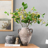 Artificial Plants Simulation Flowers Faux Berries Lifelike Hawthorn Branches For Vases- 8 Pcs -Light Green
