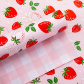 Reversible Pink Strawberry Wrapping Paper Roll, Cute Strawberry, Flower With Pink Plaid Gift Wrap For Girls,Wedding,Birthday Valentine'S Day,Baby Shower?17 In X 16.5 Ft?