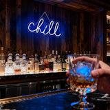 Chill Neon Sign Blue LED Wall Light 14 x 7 Inch USB Powered for Bedroom Bar Game Room Decor