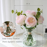 Artificial Flowers In Vase, Vivid Faux Rose Flowers Arrangements, Austin Rose Centerpieces For Tables, Flower Ornaments And Flower Arts For Living Room (Champagne)