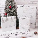 Christmas Wrapping Paper Roll,3 Rolls Silver Christmas Wrapping Paper,Silver Metallic Gift Wrap Paper,Xmas Tree Snowflake Elk Printed Assortment - Mini Roll 17 Inch X 118 Inch