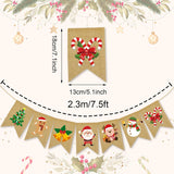Christmas Burlap Banner Cartoon Santa Deer Snowman Hanging Banner Pre-Assembled Rustic Xmas Holiday Bunting Garland For Mantel Fireplace Home Wall Door Decor