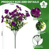 17 Inch Artificial Faux Pansy Flowers For Outdoor,Fake Pansies Flowers With Eucalyptus Leaves Fake Plants Greenery Boxwood Porch Patio Decor 6 Bundles(Dark Purple,Lotus Purple,Light Purple)