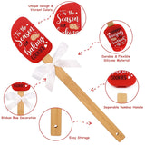Set Of 3 Christmas Silicone Spatulas W/Merry Christmas Greeting Card, Food Grade Heat Resistant Scraper Connect Bamboo Handle, Classic Gingerbread Man Candy Cane Reindeer Xmas Cooking Baking Gifts
