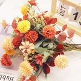 Fall Artificial Flowers – Faux Kiku, Lavender, Daisies, Autumn Silk Bouquet For Home, Thanksgiving, Wedding, Centerpieces & Fake Fall Flowers