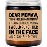 Memaw Candle - Memaw Gifts From Grandkids - I'D Punch Another In The Face - Fun Gag For Her - Mother'S Day Candle - Lavender Scented Candles, 8Oz
