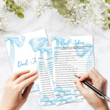 Dad Jokes Game Cards, 30 Blue Bow Baby Shower Game With Answer Card, Baby Announcement Gender Reveal Party Games Supplies & Activities -B19