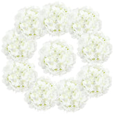 10Pcs Hydrangea Artificial Flowers, Faux White Flowers For Wedding Centerpieces, Diy Bouquets, Bridal Shower, Floral Decor Home Decoration With Stems (Vase Not Included)