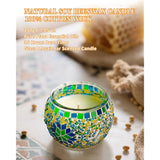 Medium Glass Mosaic Jar Scented Candle, Handmade Pear & Freesia Soy Wax Beeswax Candle For Women Men,Home Décor, Home Spas Sessions, Gifting Idea, Burn Time Of 36 Hours