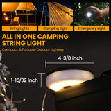 Camping String Lights Rechargeable Led Camping Lamp, 29.5Ft Outdoor Tent Lights 8 Lighting Modes, Usb Charging Rgb Modes Hanging Light For Awning Tent/Garden/Party/Christmas Festival Decor