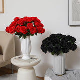 Roses Artificial Flowers - 12 Pcs Realistic Long Stem Fake Roses Mashup Style Silk Roses For Diy Bouquets Wedding Centerpieces Arrangements Home Party Decor(Black & Red)