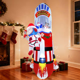 8Ft Christmas Inflatables Christmas Decorations Outdoor, Blow Up Santa Claus Snowman Reindeer Rocket Yard Decoration Bui