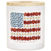 American Flag Candle, Strawberry Scented 11 Oz Premium Soy Wax, Hand Poured In Usa, Cdl1543