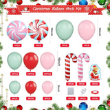 Christmas Balloons Arch, Pink Green Red Christmas Balloons, 5 10 18 Inch Pink Green Christmas Balloon Garland Kit, Christmas Party Balloons With Candy Cane Sled Foil Balloons For Christmas Party