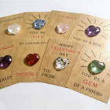 24 Pack Valentines Cards With Heart-Shape Gems - Valentine Crystals Rock Gift Exchange, Funny Valentine Exchange Card For Boys & Girls, Classroom School Party Favor