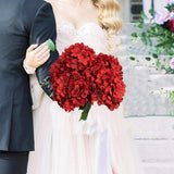 8 Pcs Large Hydrangea Artificial Flowers 27.5 Inches Realistic Single Long Stem Full Faux Silk Hydrangea Bouquets Flowers Arrangements Home Decor Diy Wedding Centerpieces(Red)