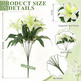 8Pcs Artificial Lily Bouquets Easter Faux Tiger Lilies Fake Spring Flowers With 7 Heads Full Bloom Flowers For Wedding Home Hotel Floral Arrangement Party Decor(Yellow)