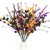 6 Pcs Halloween Flowers Artificial 17 Inches Black Halloween Stems With Berry Branch Gothic Floral Picks For Vase Flower Arrangement Home Party Thanksgiving Harvest Decor