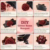 Red Glitter Flower Bouquet, 12 Pcs Diy Artificial Glitter Rose Bouquet With Bear & Butterfly, Eternal Flowers Gifts For Her, Girlfriend, Valentines, Birthday, Anniversary, Photo Props