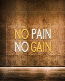 No Pain No Gain Neon Sign Yellow LED Wall Light USB Gym Motivational Room Decor