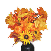 Fall Flowers Artificial For Decoration,16.9 In Fall Floral Stems Picks With Pumpkin Pinecone Sunflower Berry Maple Leaf Stem For Autumn Harvest Thankgiving Home Table Centerpiece Floral Arrangements